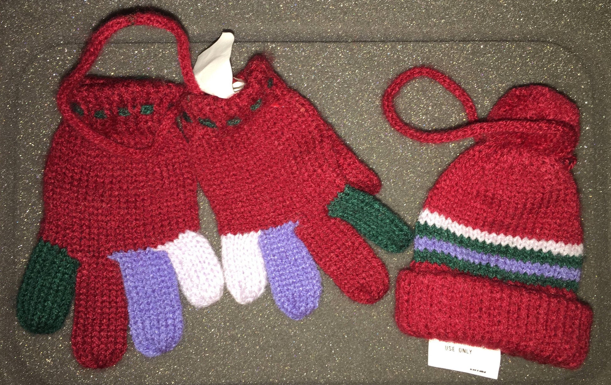 Department 56 Vintage very hard to find ornaments a pair of knitted gloves and a matching knitted  hat ornaments