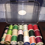 Sewing Notion Bargain Box full of used spools of thread great storage box is included*