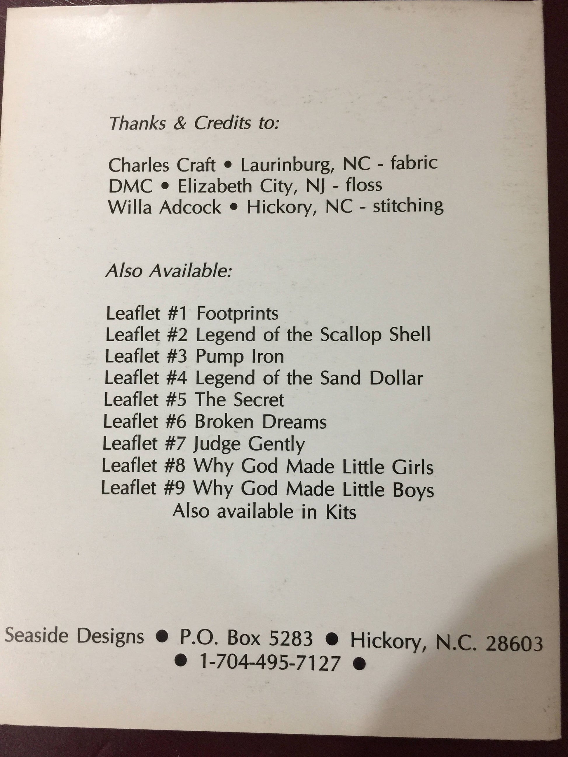 Vintage 1987 Seaside Designs "Judge Gently" Design by June Knight Berry hard to find counted cross stitch Leaflet 7