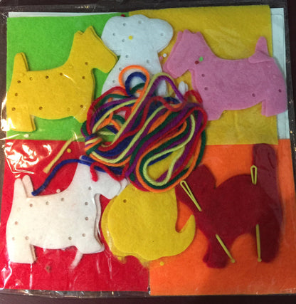 Krafters Korner for Kids Felt Finger Puppet Kit, mouse, cat, dog CC131
