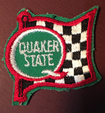 Quaker State Oil car racing winners flag Vintage 1980s Patch
