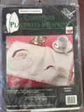 Christmas Placemats & Napkins "Santa #9304 Shaded transfers by hobby kraft kit includes material for 4 placemats and 4 napkins