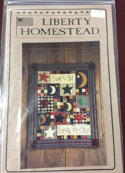 Vintage 1995 Blue Whale Designs Liberty Homestead "Star Light Star Bright quilt pattern finished size 20" x 25"