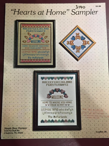 Mandy Bear Designs "Hearts at Home" sampler Leaflet 28 Counted cross stitch pattern