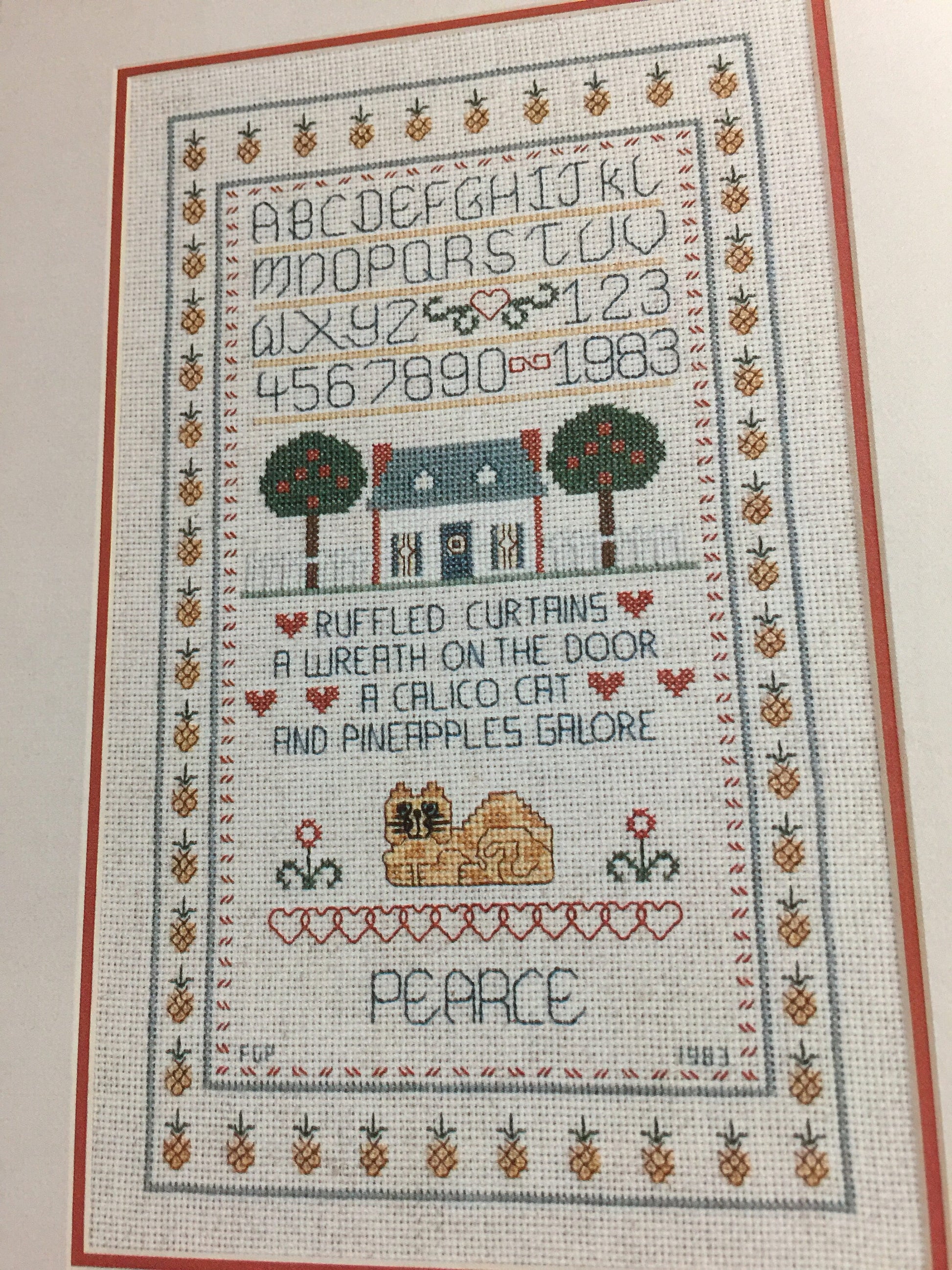 Vintage 1983 Cross Stitch originals " Pineapple Sampler" counted cross stitch pattern Leaflet 33