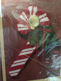 The Creative Circle, "Deck the Doors" Vintage 1987,  2609 Plastic Canvas Kit Candy cane 7 by 12.25 inches Noel 5.5 by 14 inches