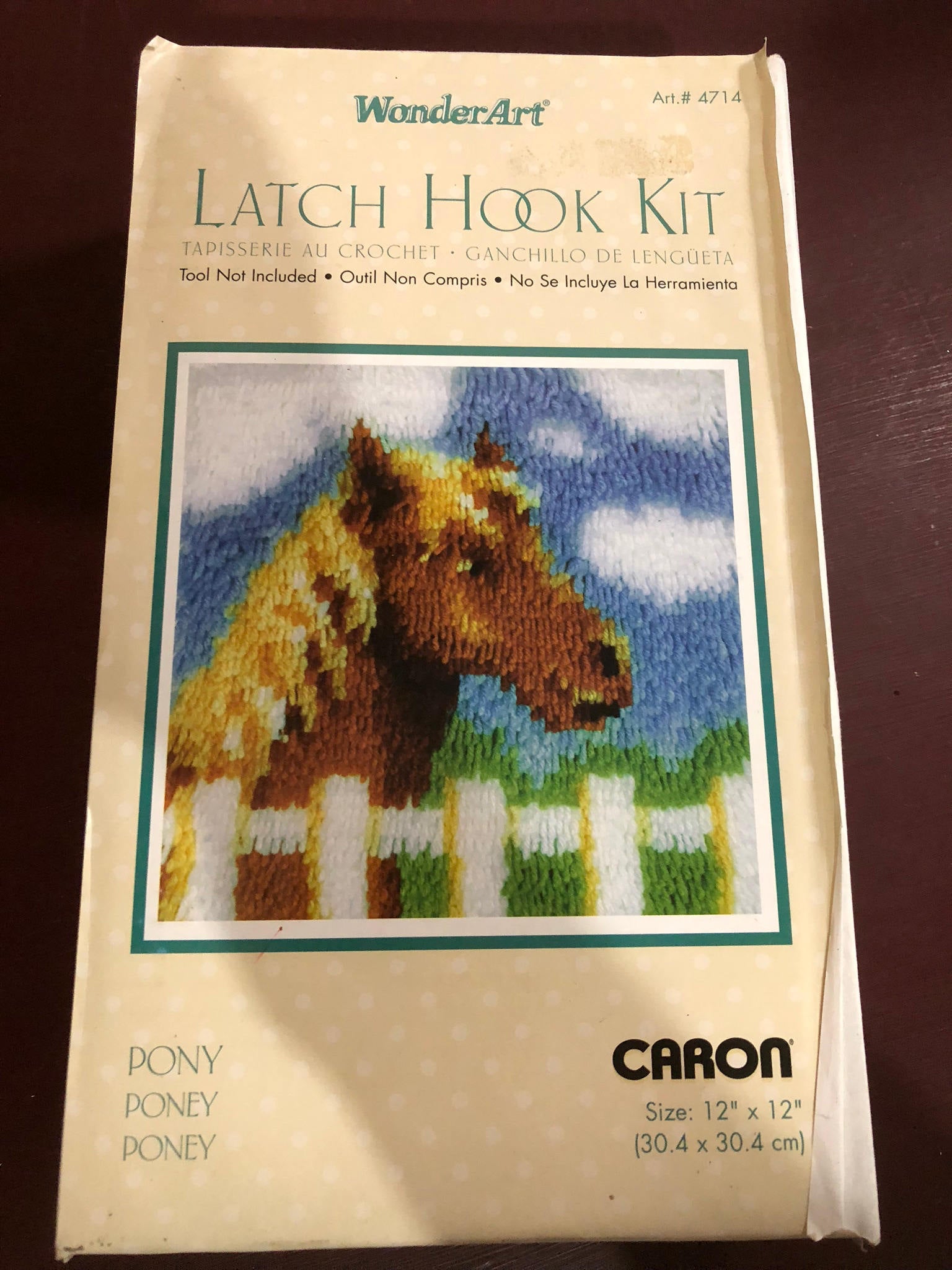 Pony, Wonder Art, Latch Hook kit, by Caron, finished size, 12 by 12 inches