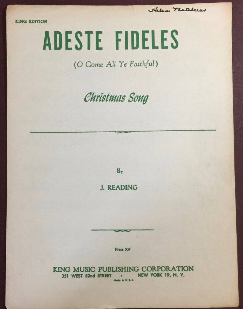 Adeste Fidelis, "O Come All Ye Faithful" Vintage 1954*