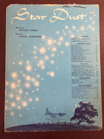 Vintage, 1929, "Star Dust", Sheet Music, Music by Hoagy Carmichael Lyrics by Michell Parish, Mills Music*