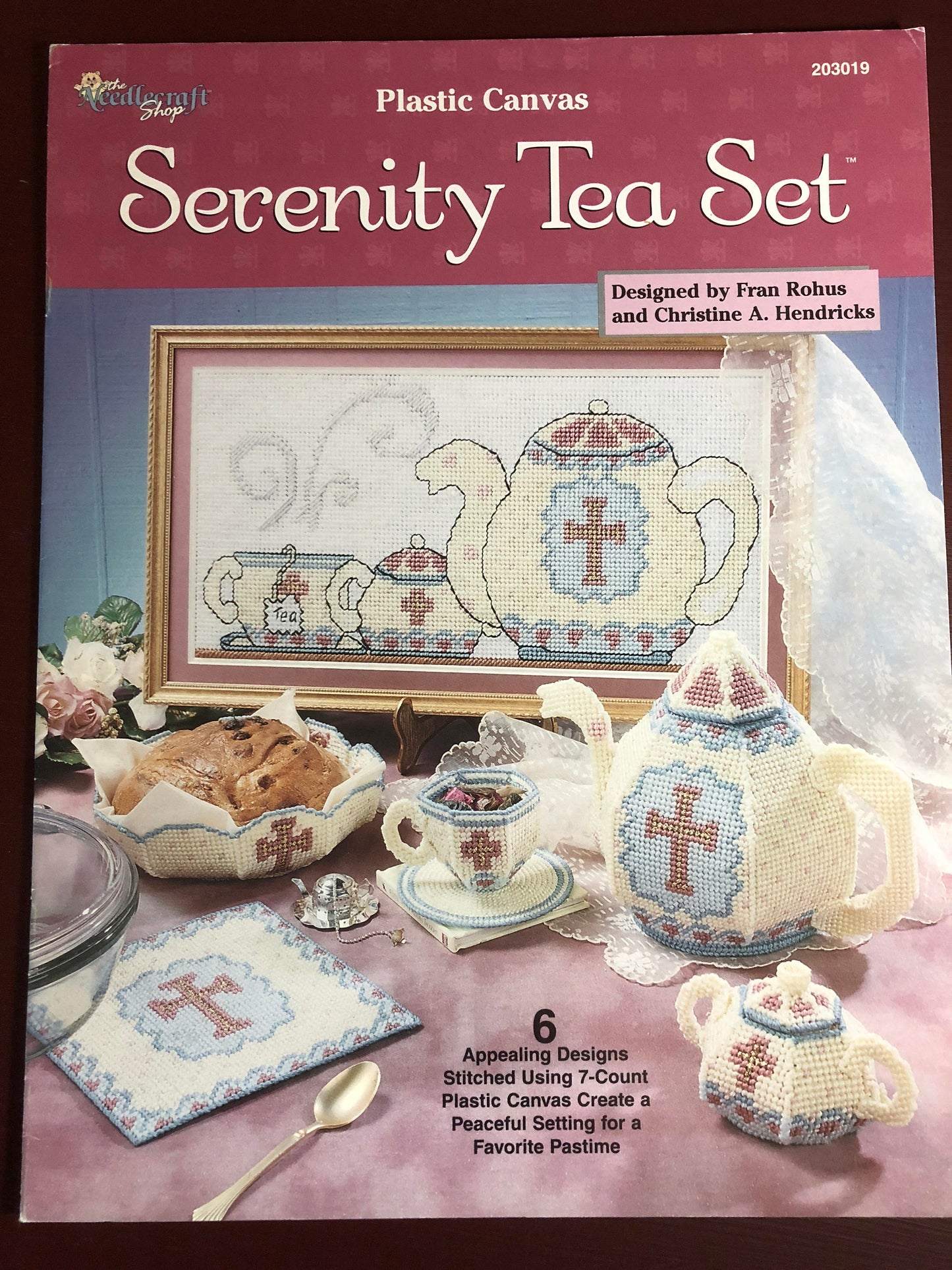 Serenity Tea Set, Designed by Fran Rohus and Christine A Hendricks Plastic Canvas pattern