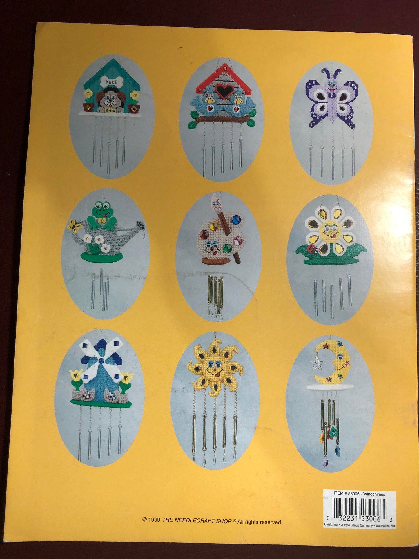 Vintage 1995 Windchimes, 9 New Plastic Canvas projects, Quick Count, designed by Sheri Lautenschlager 53006 patterns