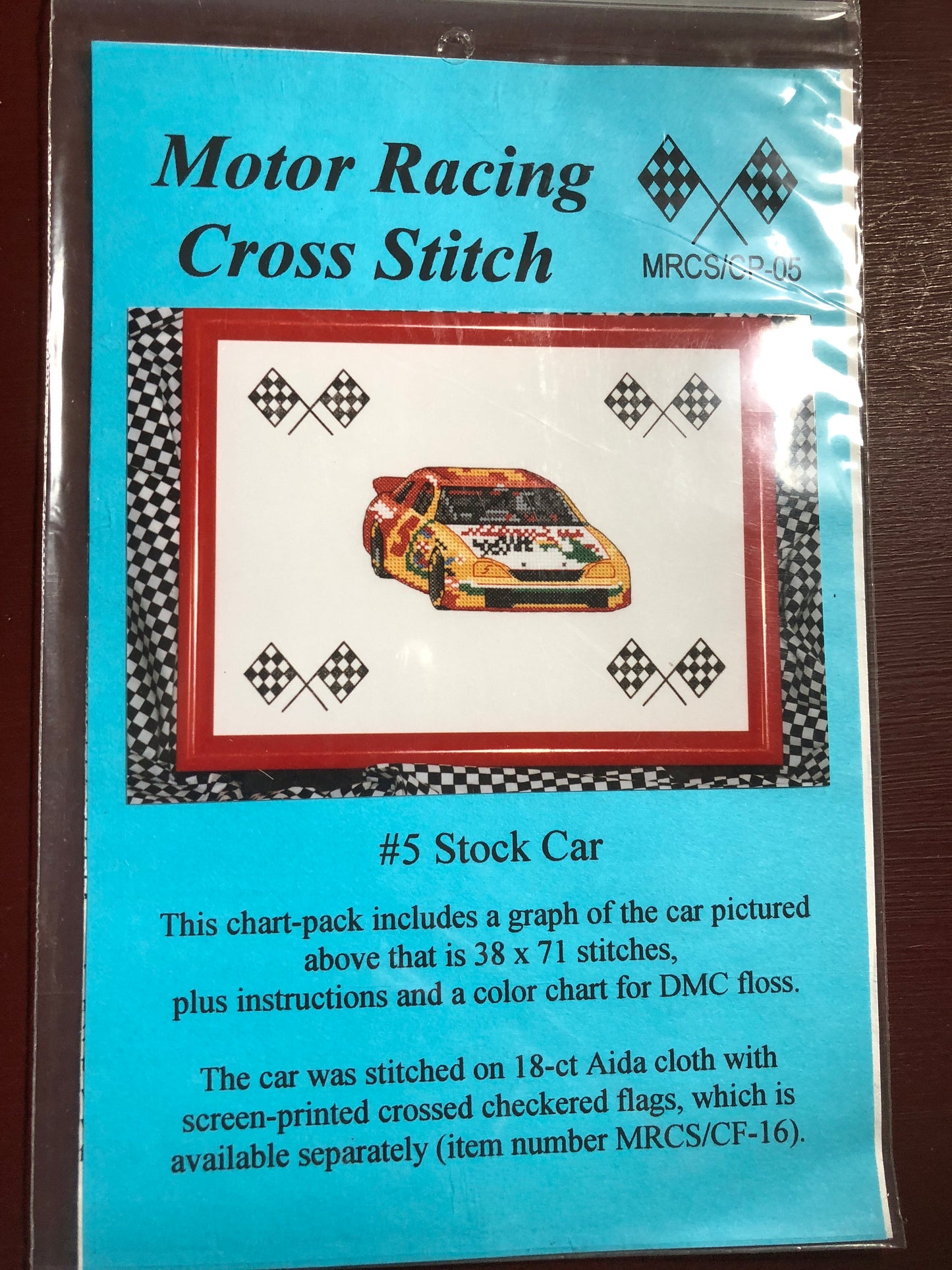 Number 5, Stock Car, Vintage Motor Racing Cross Stitch Chart