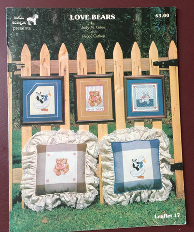 Judy Gibbs and Peggy Cathey Love Bears Leaflet 17 Vintage 1984 Cross Stitch Pattern Hard to Find