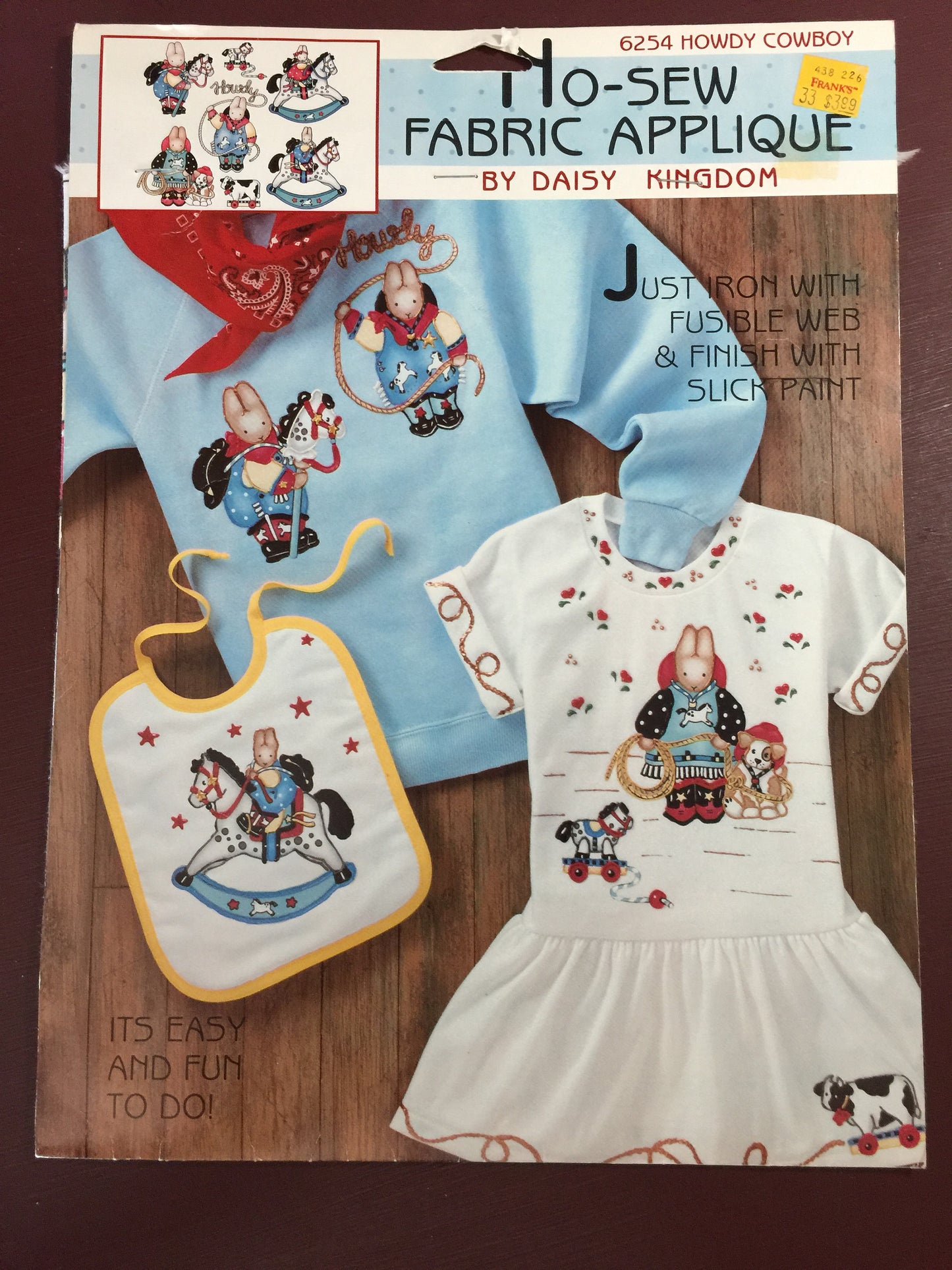 No Sew Fabric Applique "Howdy Cowboy" by Daisy Kingdom 6254 Easy and fun to do!