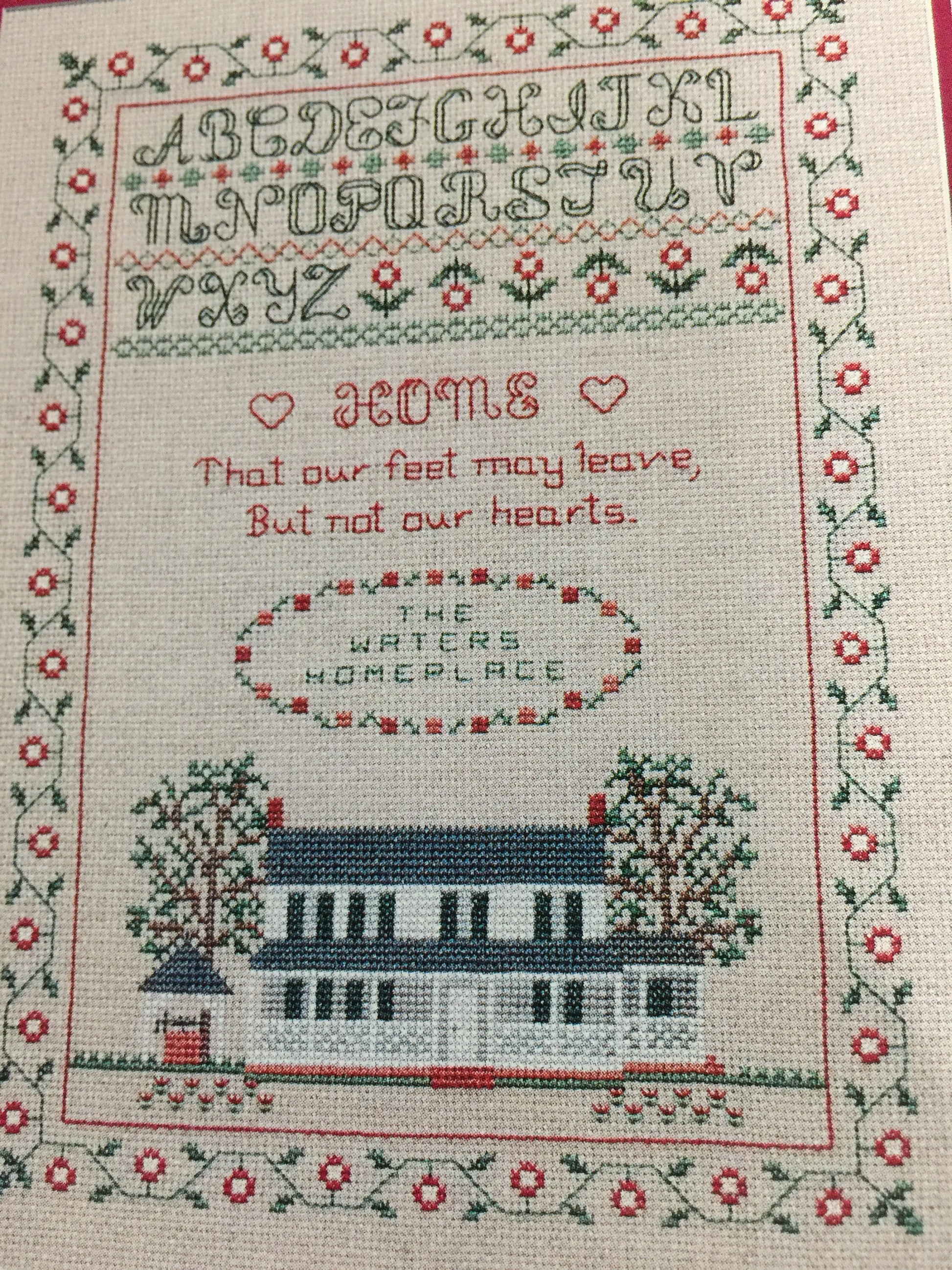 Vintage 1985 Country Crafts "The Homeplace Sampler" by Pat Waters Leaflet 89 counted cross stitch pattern