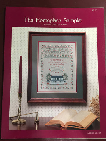 Vintage 1985 Country Crafts "The Homeplace Sampler" by Pat Waters Leaflet 89 counted cross stitch pattern