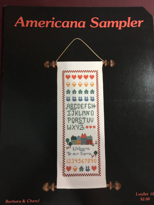 Vintage Barbara & Cheryl "Americana Sampler" Leaflet 10 counted cross stitch pattern