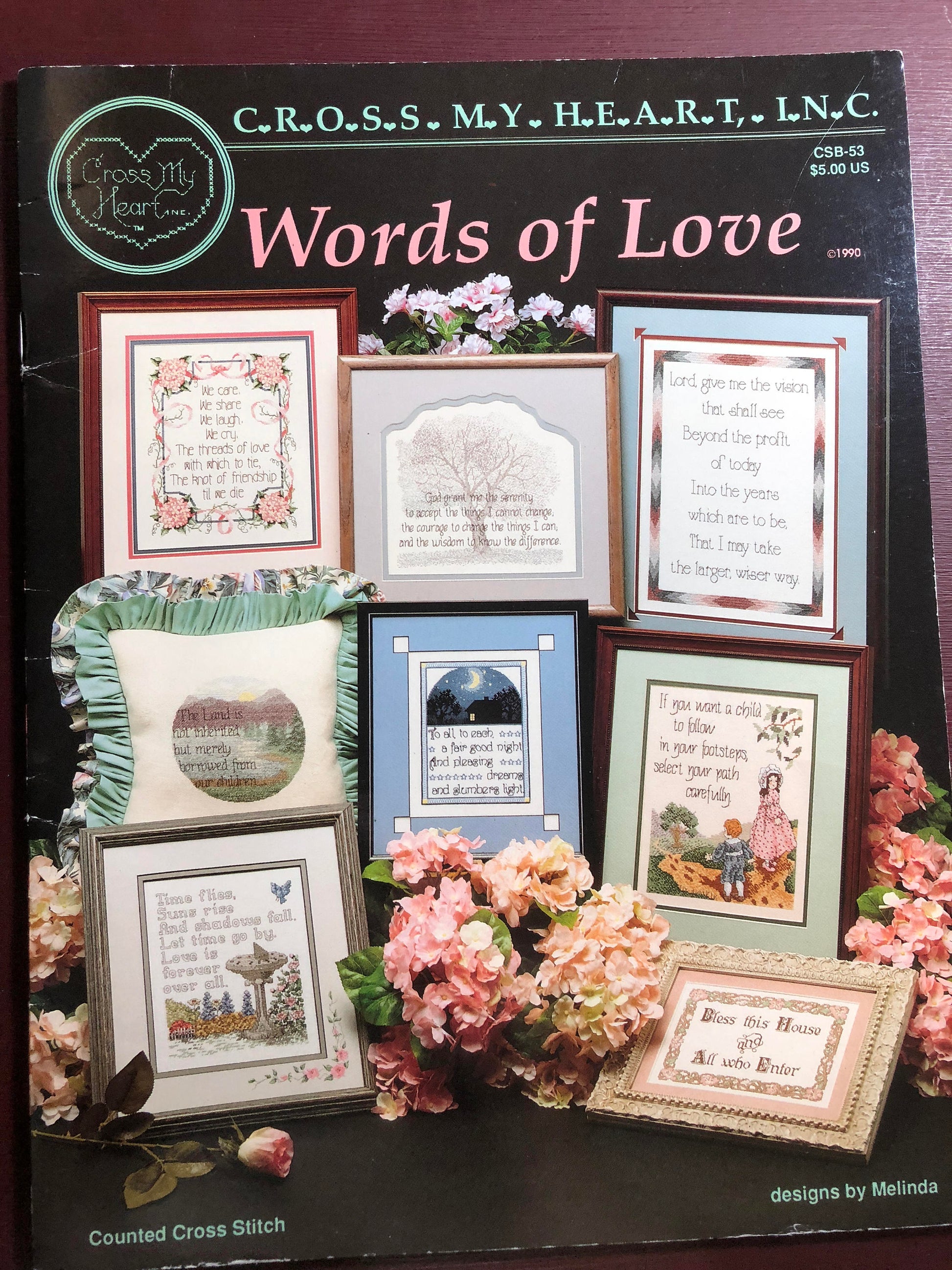 Cross My Heart Words of Love Vintage 1990 Counted Cross Stitch Pattern