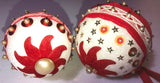 Red Sequin, Set of 2, Vintage Christmas Ornaments