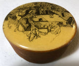 Barrel Bung (Wooden Cork for a Barrel) Art, Depicting Old Farm House, Nice Vintage 1981 Collectible