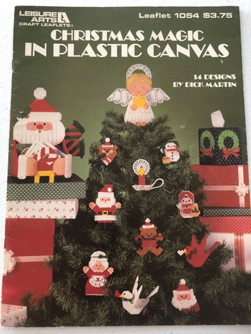 Leisure Arts, Christmas Magic in Plastic Canvas, by Dick Martin, 14 Designs Leaflet 1054, Vintage 1986