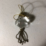 Faceted Crystal Look Tree Shape with brass tassels Vintage Collectible Ornament
