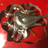 Two Turtle Doves, Dansk, Vintage, Silver Plate, Christmas, Ornament