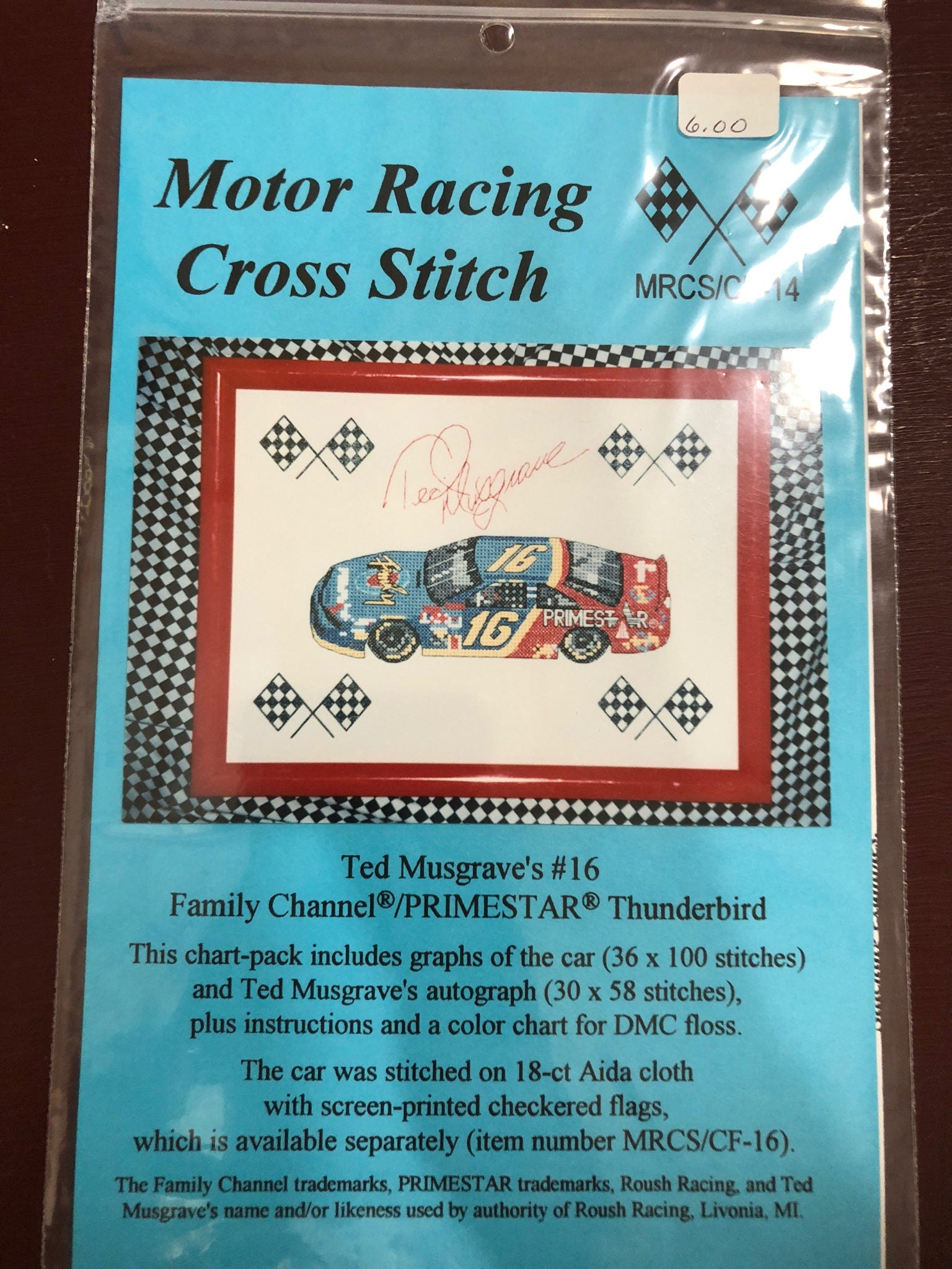 Number 16, Ted Musgrove's, Thunderbird Vintage Motor Racing Cross Stitch Chart