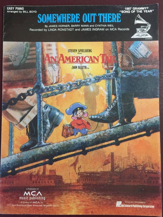 Vintage, 1987, Somewhere Out There, Sheet Music From the Production An American Tail by  James Horner, Barry Mann, and Cynthia Weil*