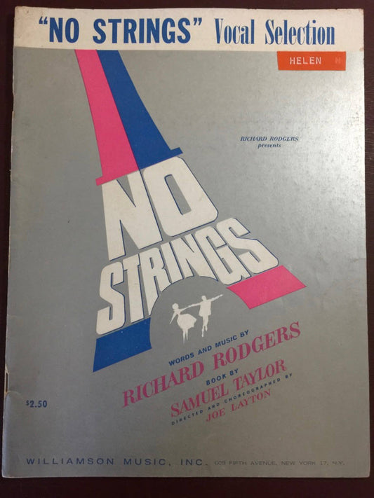Vintage, 1962, "No Strings", Vocal Selection, Sheet Music, Music and Lyrics by Richard Rodgers Williamson Music*