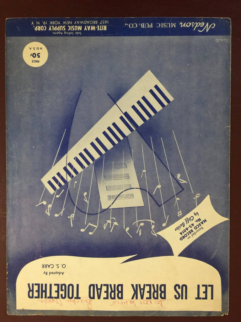 Vintage, 1958 "Let Us Break Bread Together", Adapted by O.S. Carr, Nelson Music, Sheet Music*