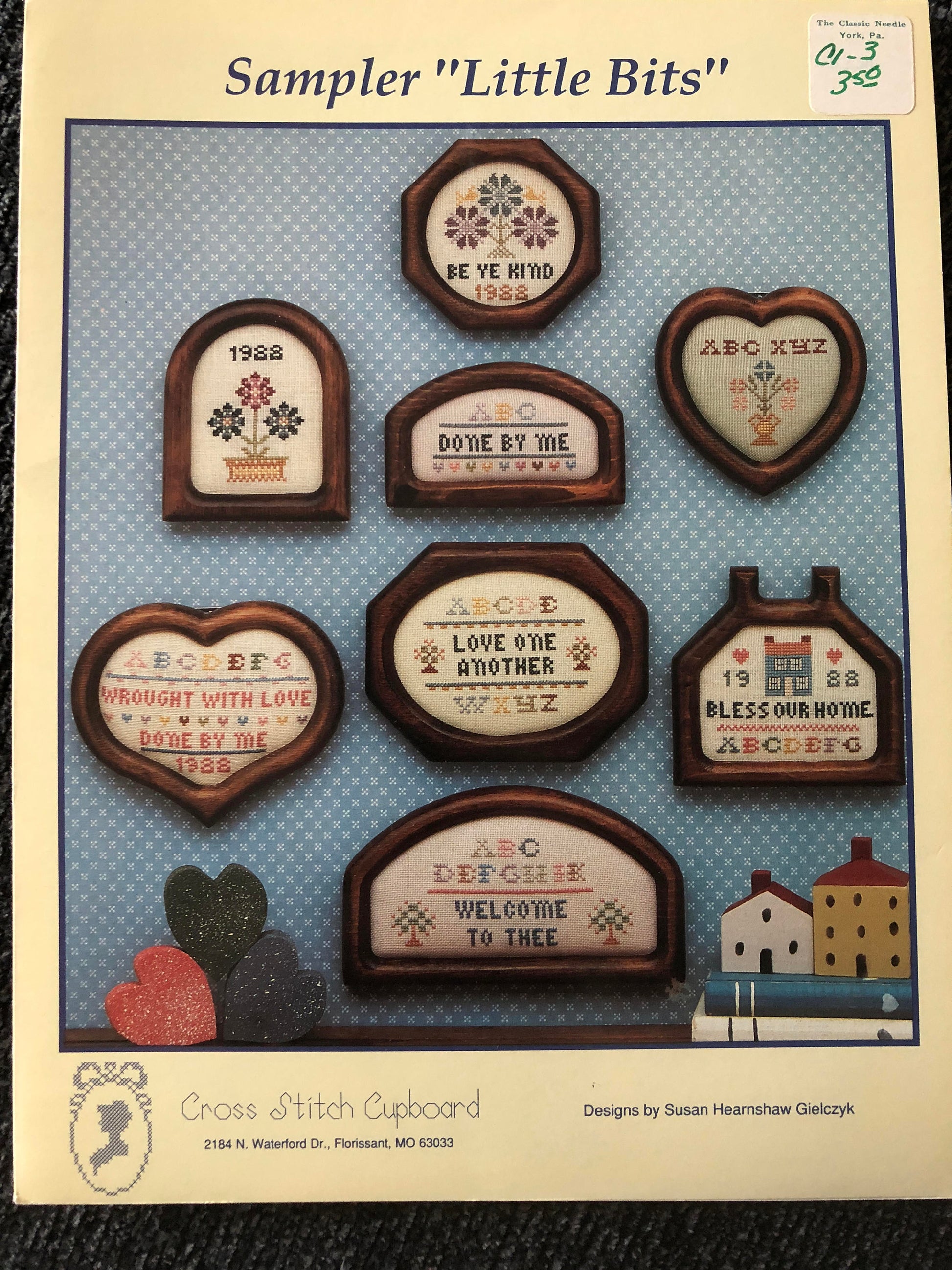 Cross Stitch Cupboard, Little Bits, Sampler, by Susan Hearnshaw Gielczyk, Vintage 1988, Counted Cross Stitch Pattern