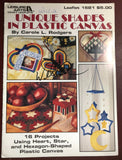 Vintage 1995, Unique Shapes In Plastic Canvas, by Carole Rogers Leisure Arts, Leaflet 1581 Plastic Canvas, Patterns