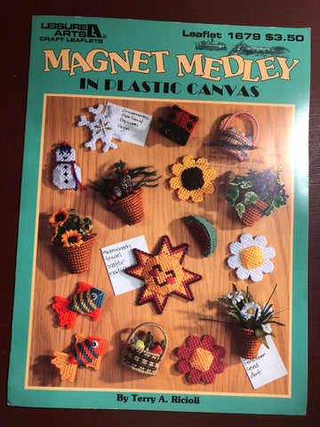 Vintage 1996 Magnet Medley in Plastic Canvas Leisure Arts Leaflet 1679