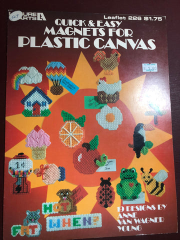 Vintage 1982 Quick & Easy Magnets for Plastic Canvas Leisure Arts Leaflet 226