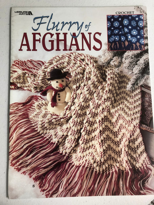 Leisure Arts, Flurry of Afghans, Crochet Designs Leaflet 8 Out of Print