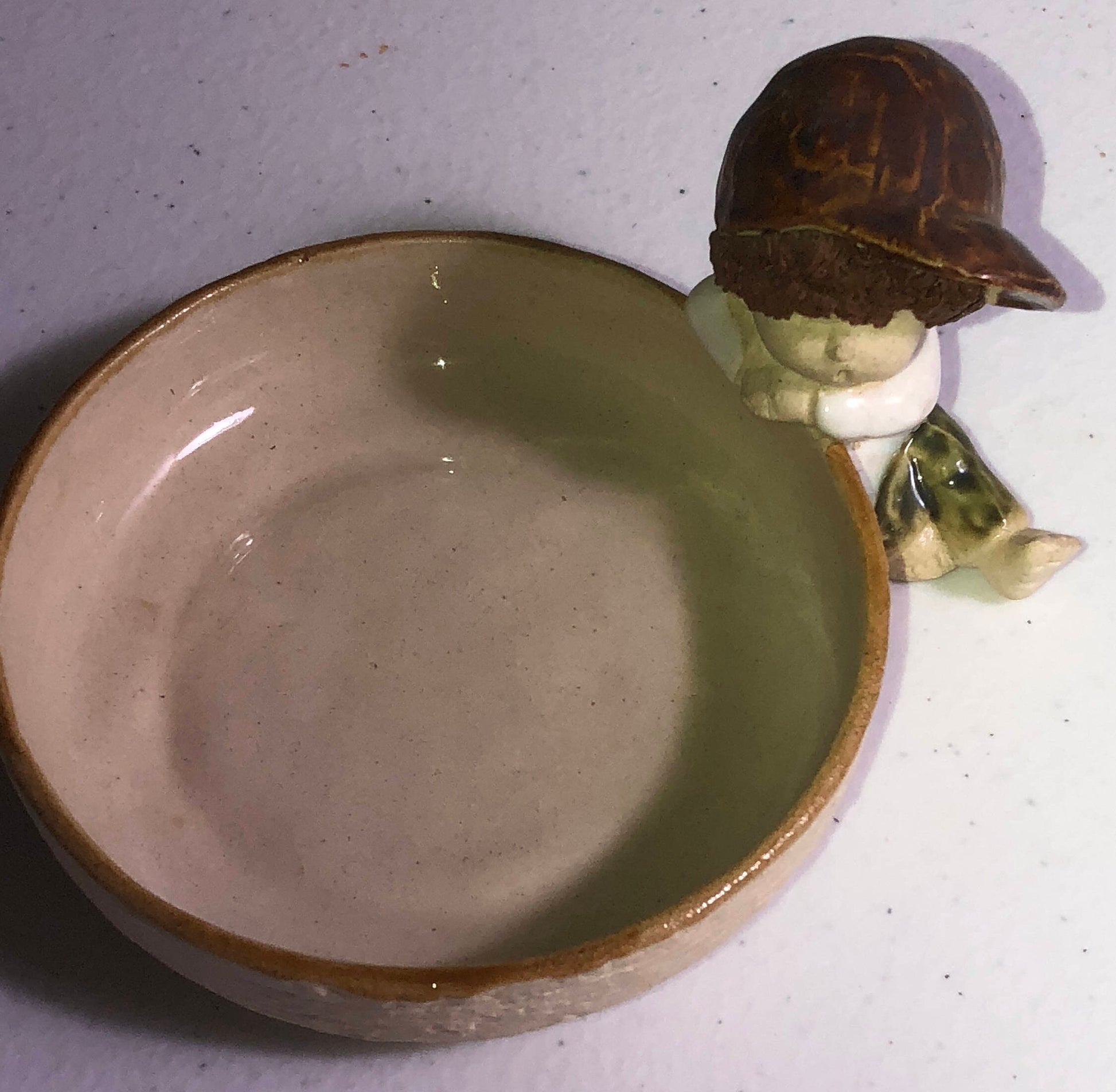 Small Cute Little Long Hair Boy wearing a Ball Cap, Vintage Collectible Ceramic Jewelry Dish