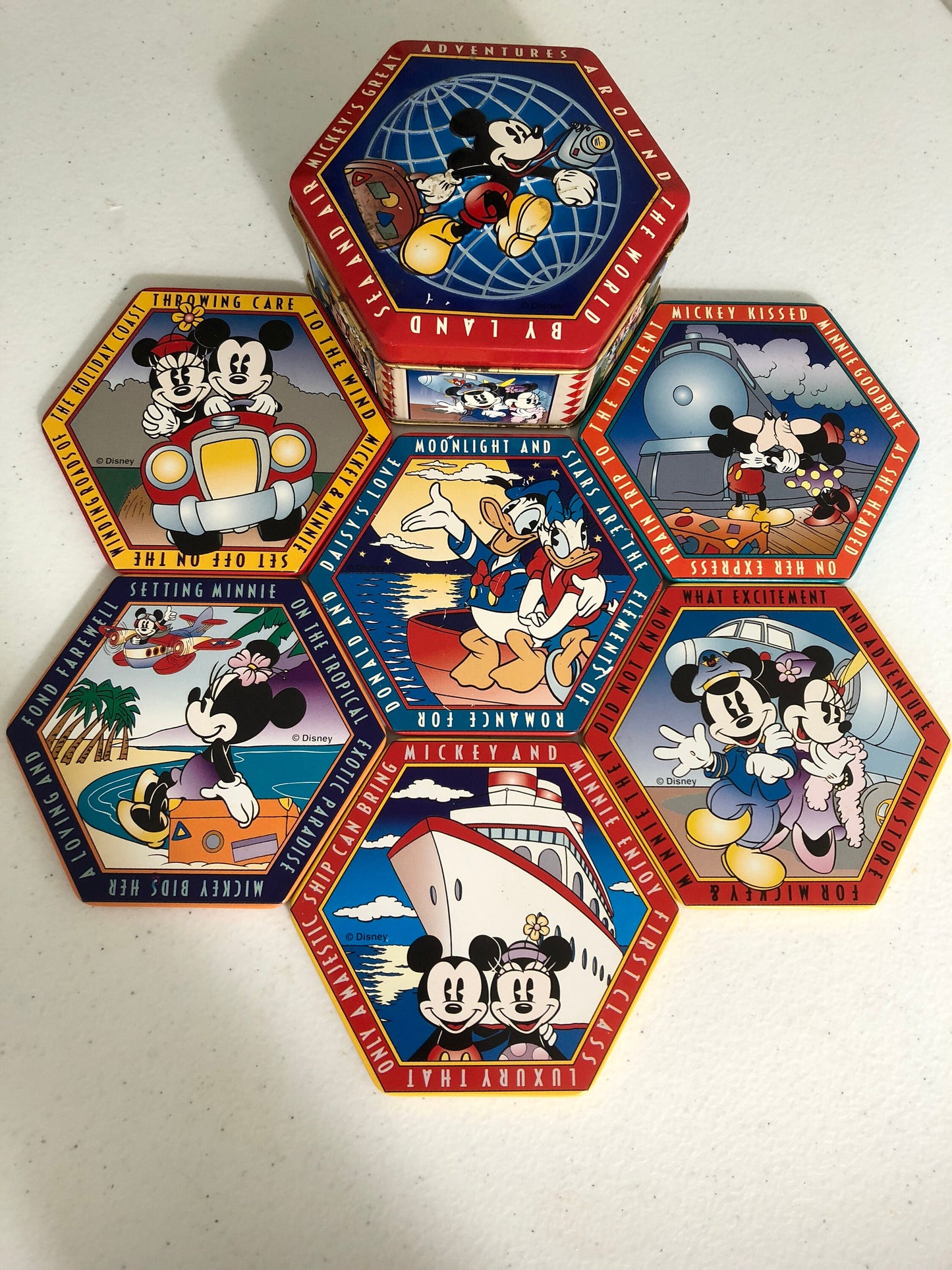 Disney's Mickey's Great Adventures, 6 Coasters in Vintage, Collectible Tin Set