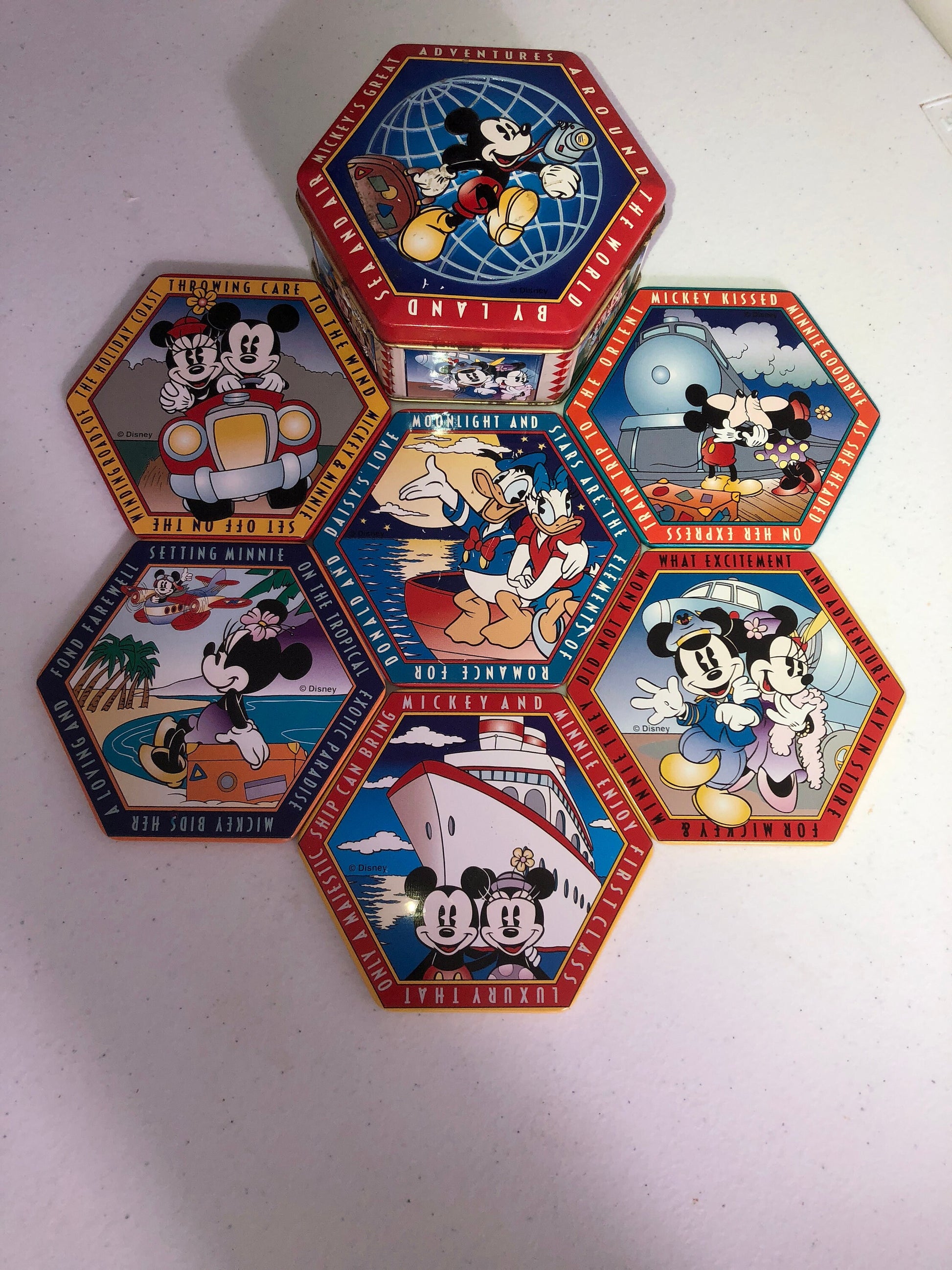 Disney's Mickey's Great Adventures, 6 Coasters in Vintage, Collectible Tin Set