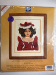 Vervaco, Doll in Red Dress, Counted Cross Stitch Kit stitched size 8 by 10.4 inches