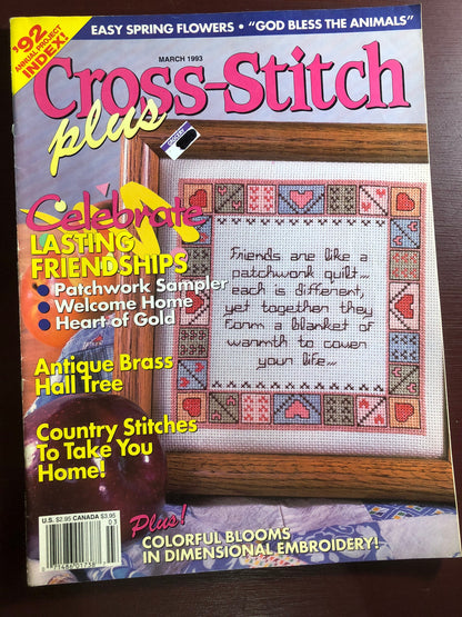 Vintage 1993, Cross Stitch Plus, March , magazine, Counted Cross Stitch, Patterns, Country Stitches To Take You Home!
