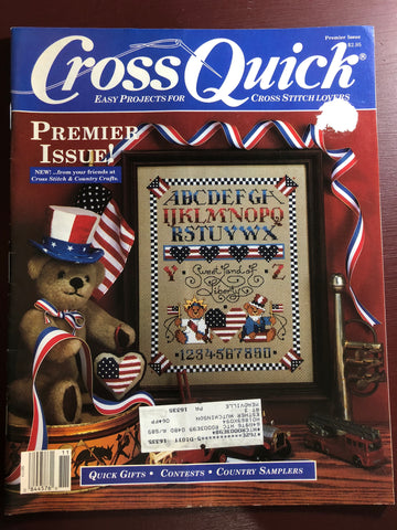 Vintage 1989 Cross Quick Premier Issue , magazine, September, Counted Cross Stitch, Patterns, Easy Projects for Cross Stitch Lovers