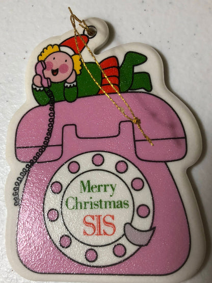 Merry Christmas "SIS" Avon Gift Collection, Vintage, Christmas Tree Ornament