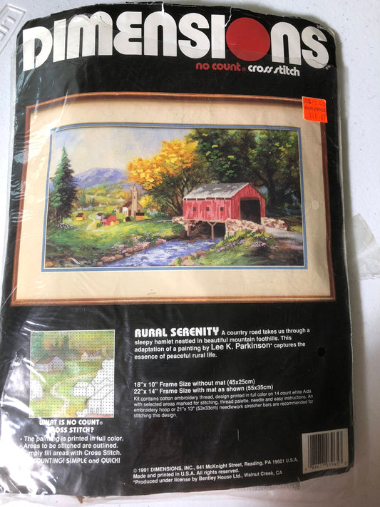 Dimensions "Rural Serenity" .Vintage 1991, No Count Cross Stitch kit*