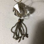 Faceted Crystal Look Tree Shape with brass tassels Vintage Collectible Ornament