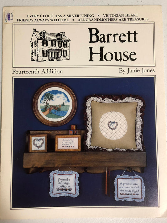 Barrett House Fourteenth Addition Janie Jones Vintage, 1985Counted Cross Stitch Design by
