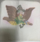 Witch on Bird Printed Canvas for Needlepoint