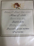 Ginnie Thompson Originals, Vintage 1975, Birth Sampler, Stitched on Hardanger, Counted Cross Stitch Kit sealed in package