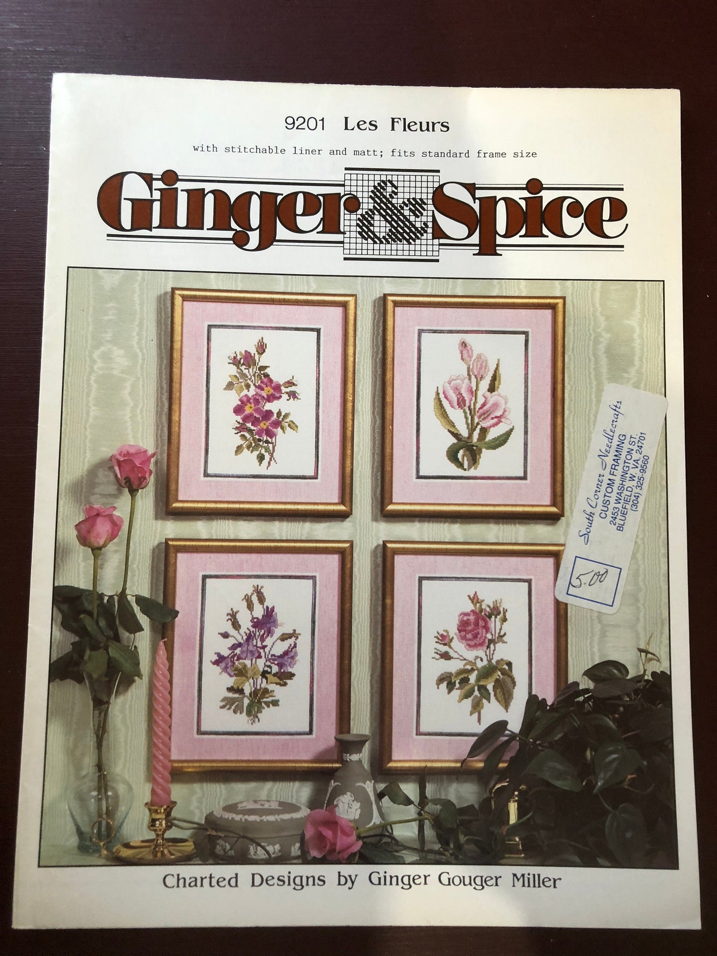 Ginger & Spice, Les Fleurs, Charted Designs by, Ginger Gouger Miller, Vintage 1991, Counted Cross Stitch Pattern 9201*