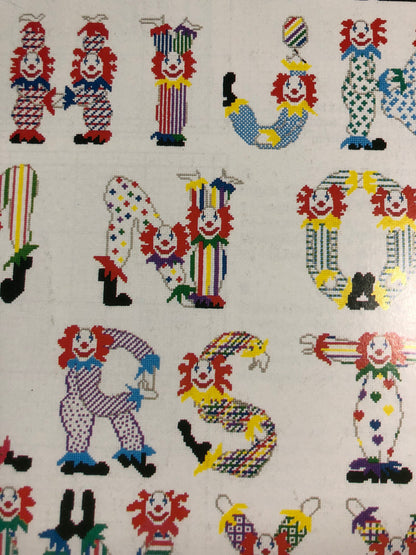 Just Cross Stitch, Clown Alphabet, Item #503, Vintage 1990, Counted, Cross Stitch Pattern